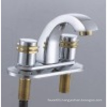 Modern Brass Double Handle Kitchen Faucet